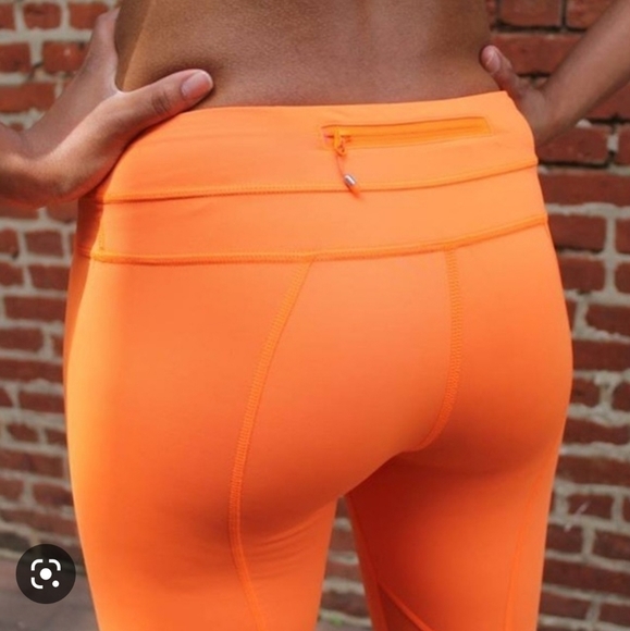 Lululemon Run Inspire Crop II Pizzaz Orange 22" Inseam Sz Sml Tights - Picture 4 of 11